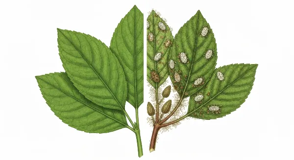 Plante d'intérieur saine et plante infestée de cochenilles farineuses et à bouclier