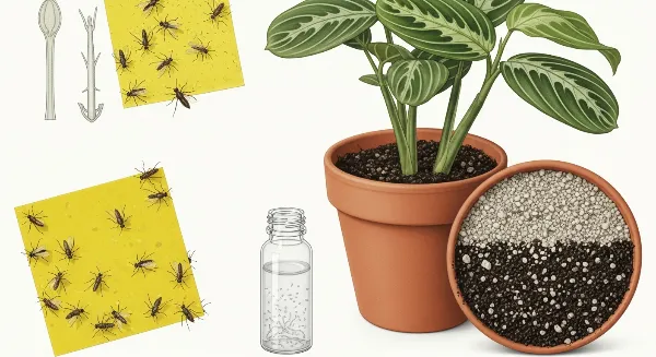 Piège jaune, nématodes et paillis minéral pour lutter contre les moucherons du terreau